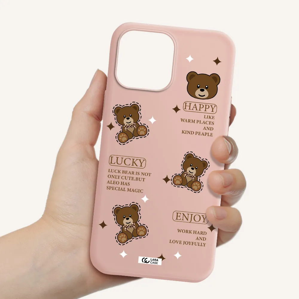 a collection of teddy bears Apple iPhone 13 Pro Max Silicone pastel pink Case