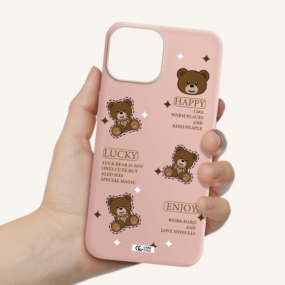 a collection of teddy bears Apple iPhone 13 Silicone pastel pink Case