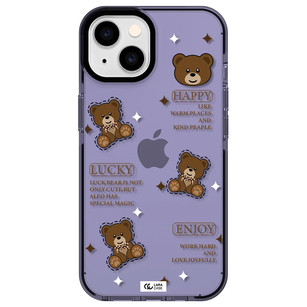 a collection of teddy bears Apple iPhone 14 impact Lilac Case