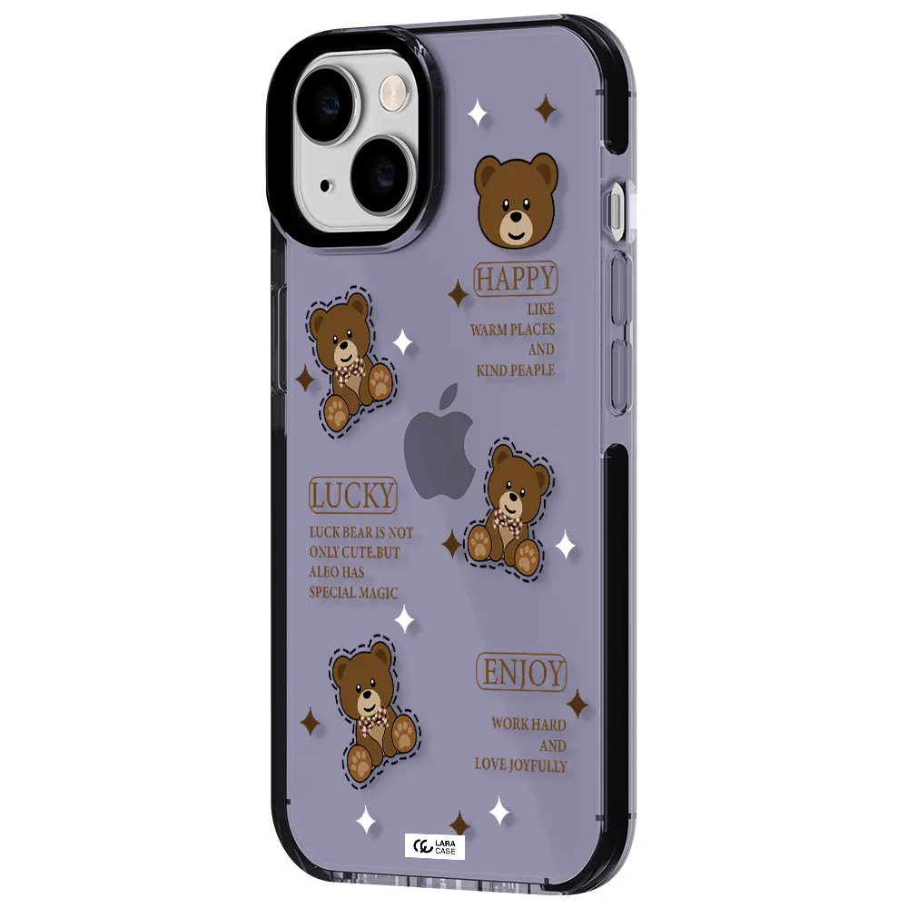 a collection of teddy bears Apple iPhone 14 impact Lilac Case