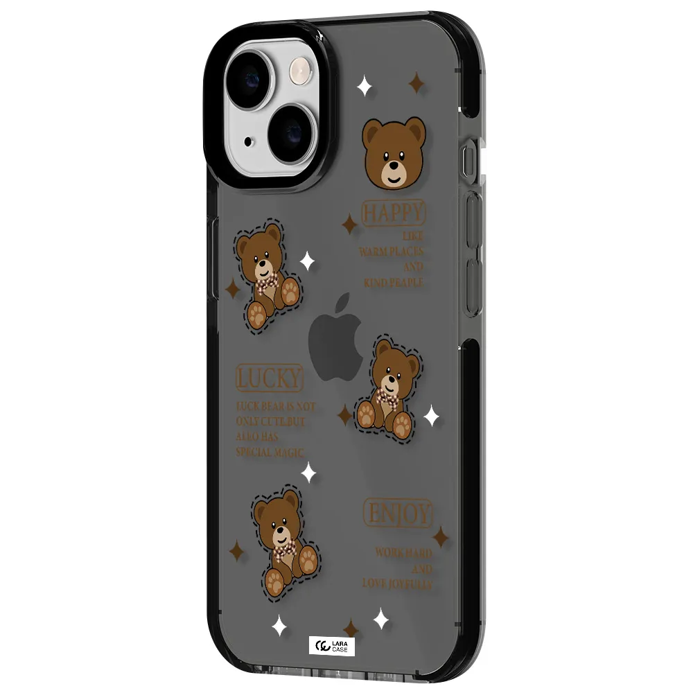 a collection of teddy bears Apple iPhone 14 impact Smoke Black Case