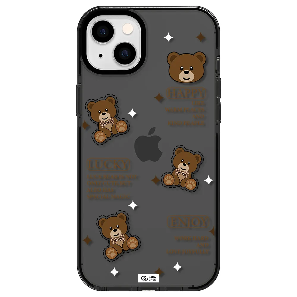 a collection of teddy bears Apple iPhone 14 plus impact Smoke Black Case
