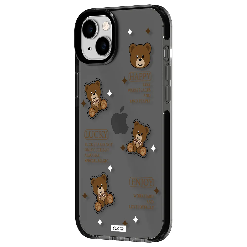 a collection of teddy bears Apple iPhone 14 plus impact Smoke Black Case