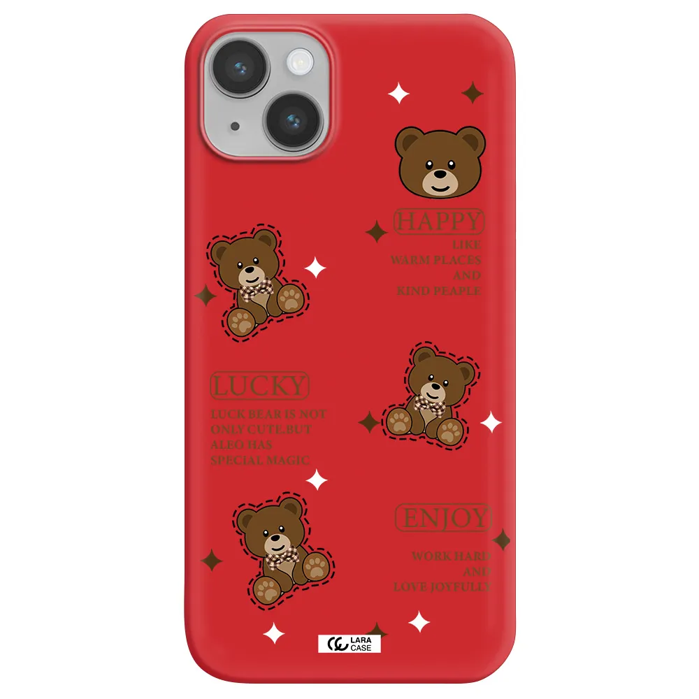 a collection of teddy bears Apple iPhone 14 plus Silicone Imperial Red Case