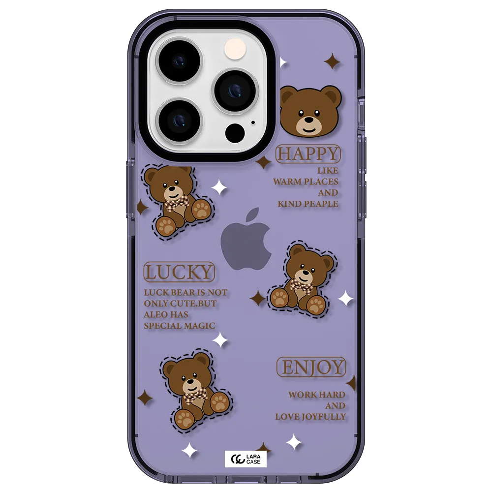a collection of teddy bears Apple iPhone 14 pro impact Lilac Case