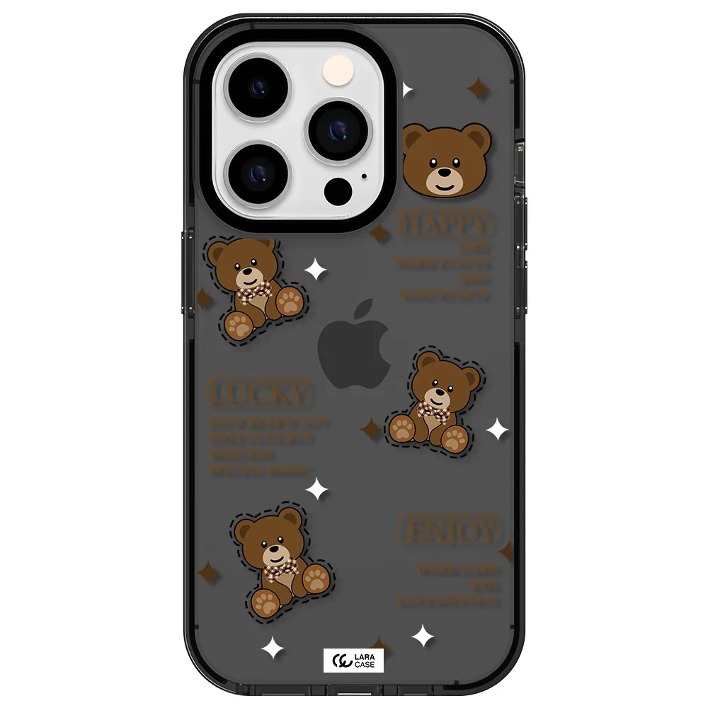 a collection of teddy bears Apple iPhone 14 pro impact Smoke Black Case
