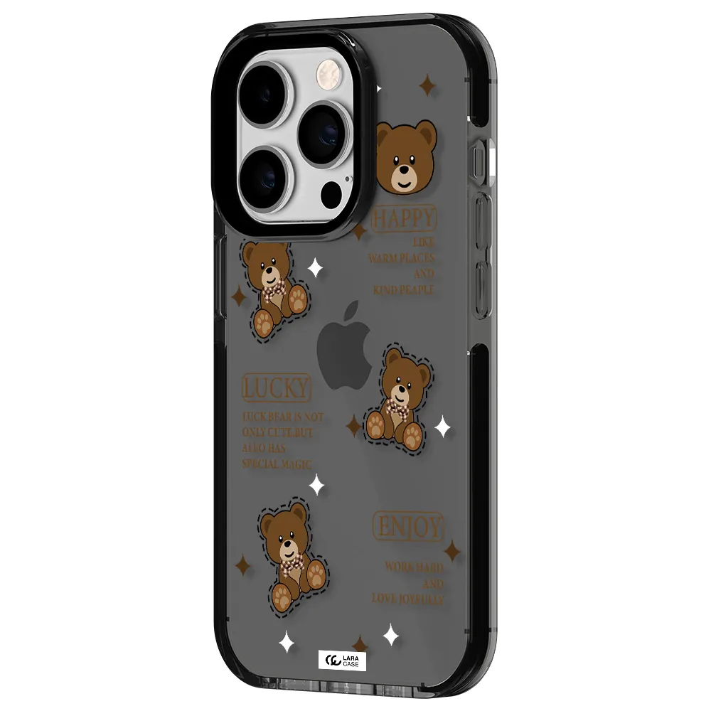 a collection of teddy bears Apple iPhone 14 pro impact Smoke Black Case