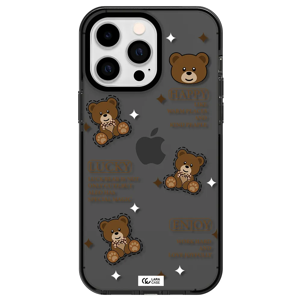 a collection of teddy bears Apple iPhone 14 pro max impact Smoke Black Case