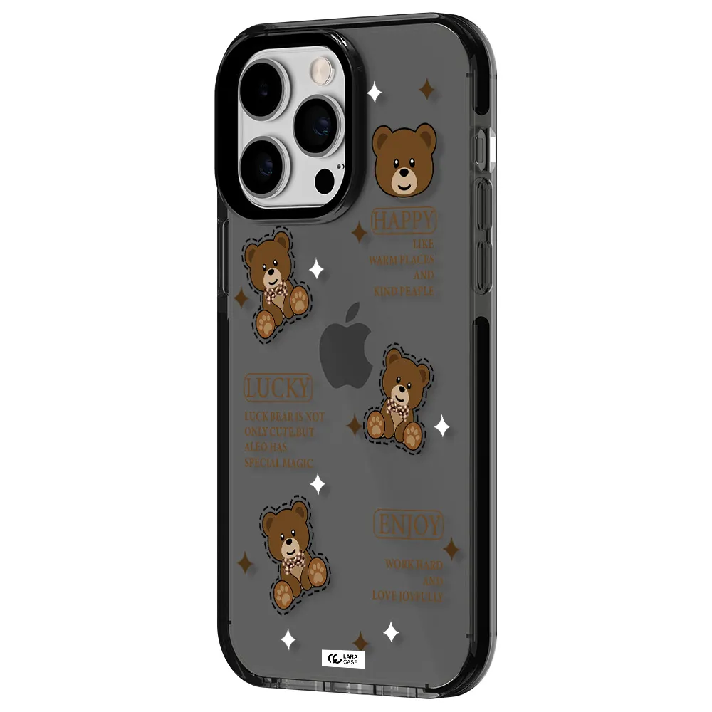 a collection of teddy bears Apple iPhone 14 pro max impact Smoke Black Case