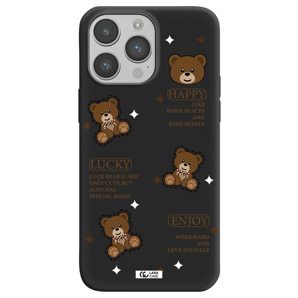 a collection of teddy bears Apple iPhone 14 pro max Silicone black Case