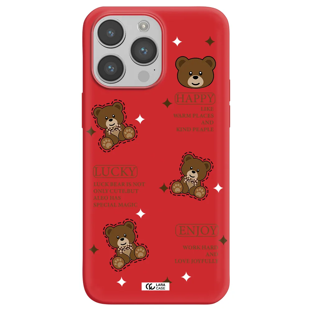 a collection of teddy bears Apple iPhone 14 pro max Silicone Imperial Red Case