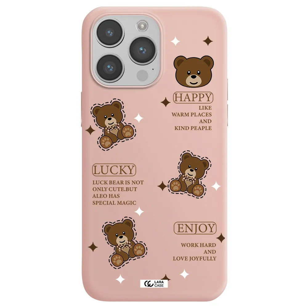 a collection of teddy bears Apple iPhone 14 pro max Silicone pastel pink Case