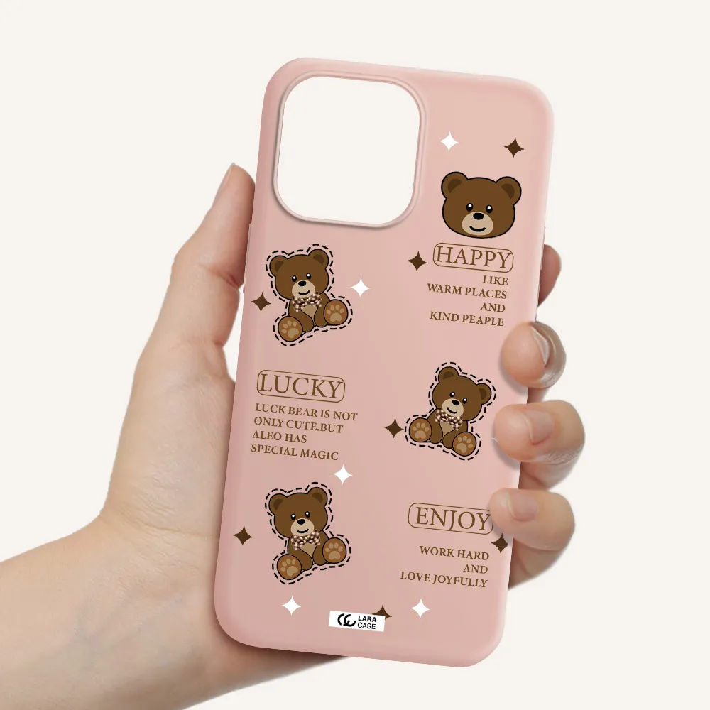 a collection of teddy bears Apple iPhone 14 pro Silicone pastel pink Case