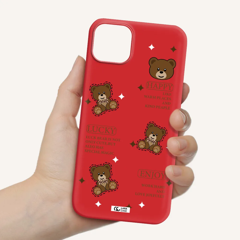 a collection of teddy bears Apple iPhone 14 Silicone Imperial Red Case