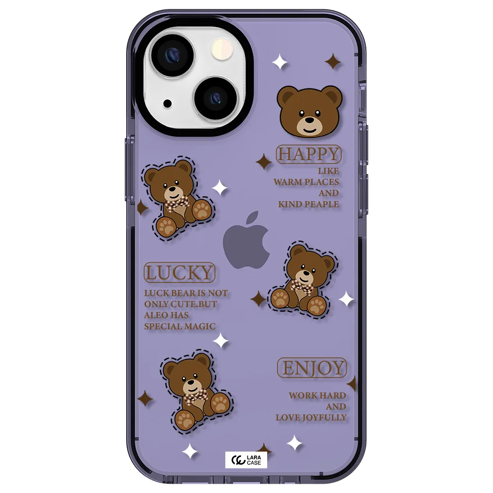 a collection of teddy bears Apple iPhone 15 impact Lilac Case