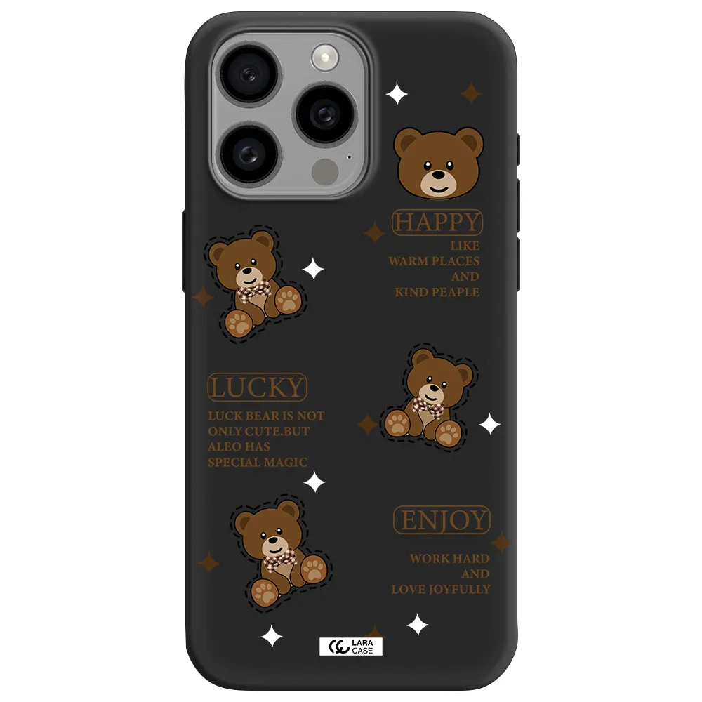 a collection of teddy bears Apple Iphone 15 Pro max Silicone black Case