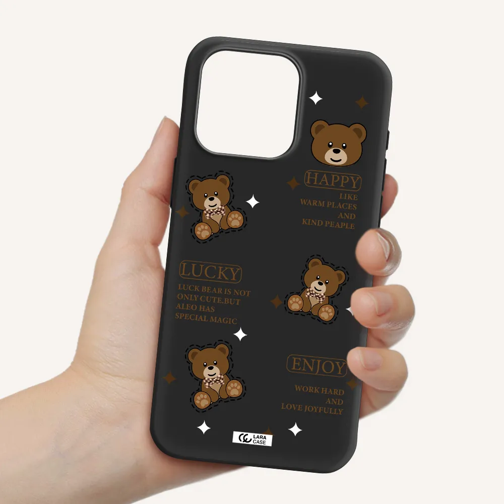 a collection of teddy bears Apple Iphone 15 Pro max Silicone black Case