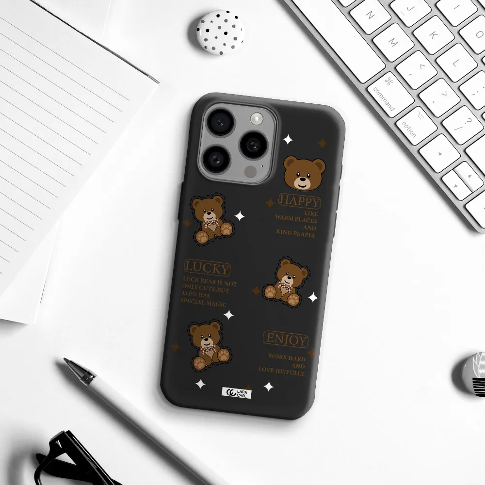 a collection of teddy bears Apple Iphone 15 Pro max Silicone black Case