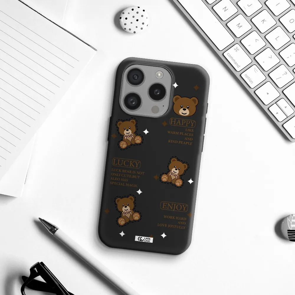 A Collection Of Teddy Bears Apple Iphone 15 Pro Silicone Black Case