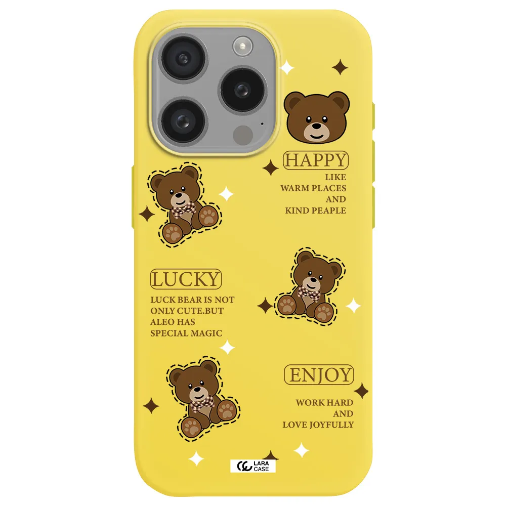 A Collection Of Teddy Bears Apple Iphone 15 Pro Silicone Canary Yellow Case
