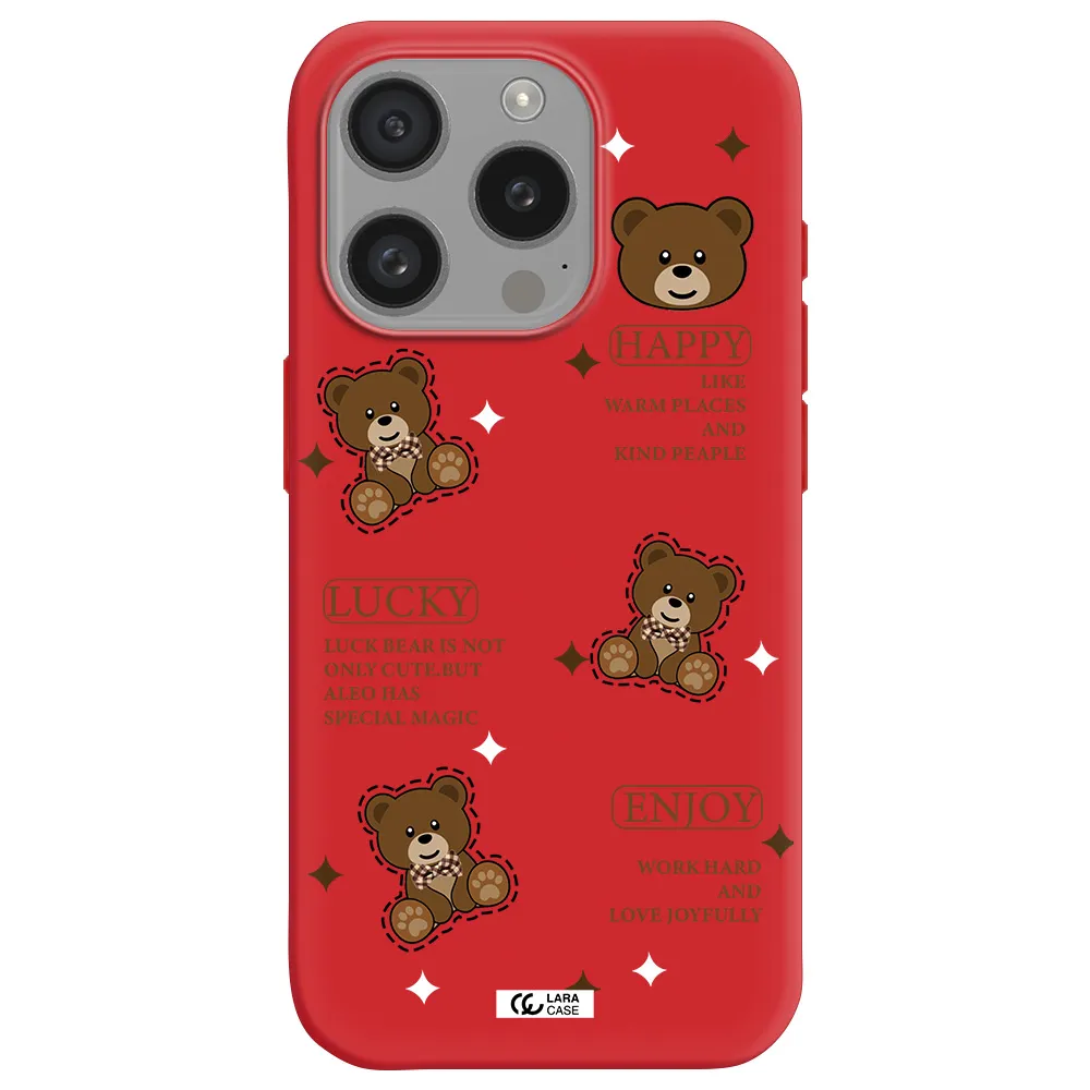 A Collection Of Teddy Bears Apple Iphone 15 Pro Silicone Imperial Red Case