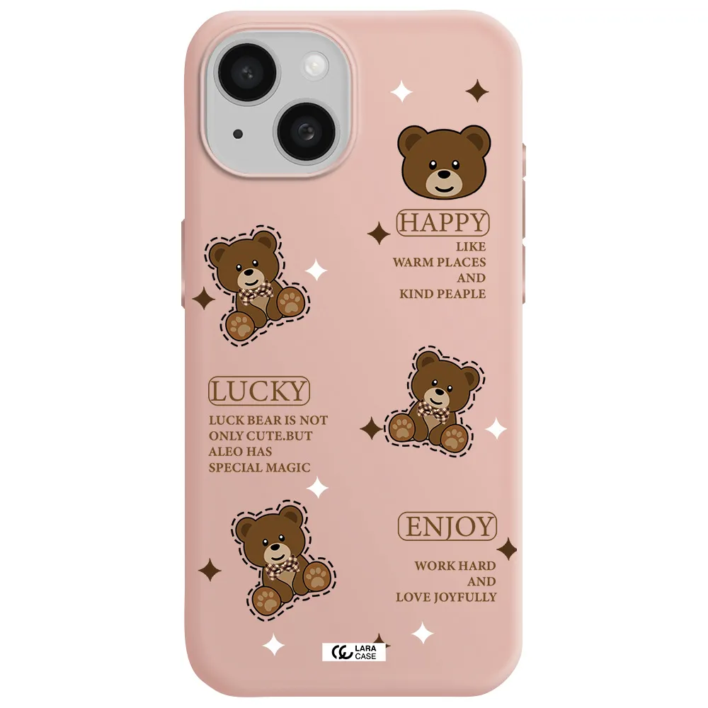 A Collection Of Teddy Bears Apple Iphone 15 Silicone Pastel Pink Case