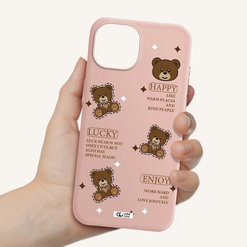 A Collection Of Teddy Bears Apple Iphone 15 Silicone Pastel Pink Case