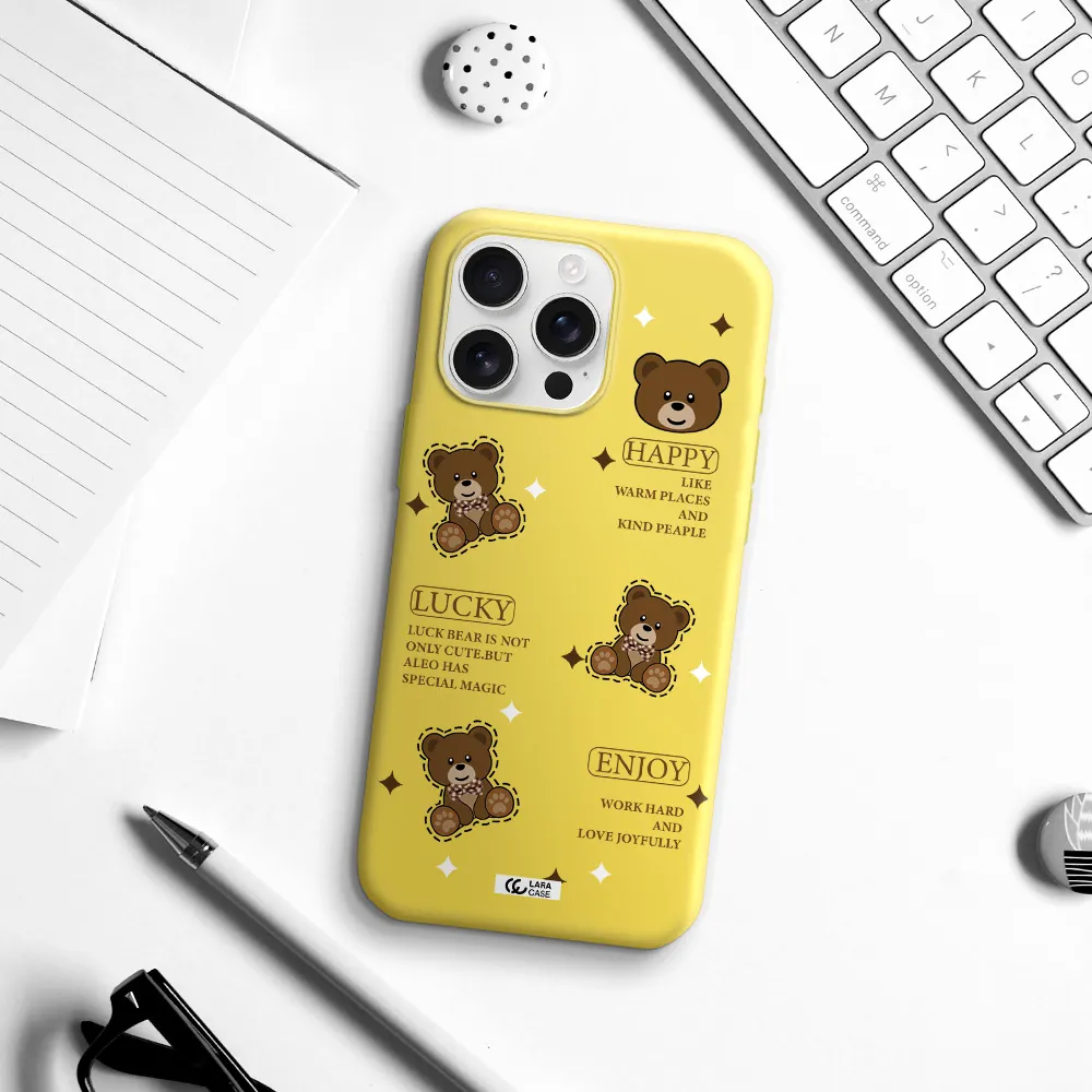 A Collection Of Teddy Bears Apple Iphone 16 Pro Max Silicone Canary Yellow Case