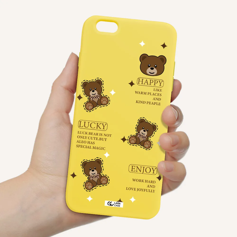 a collection of teddy bears Apple iPhone 6 plus Silicone canary yellow Case