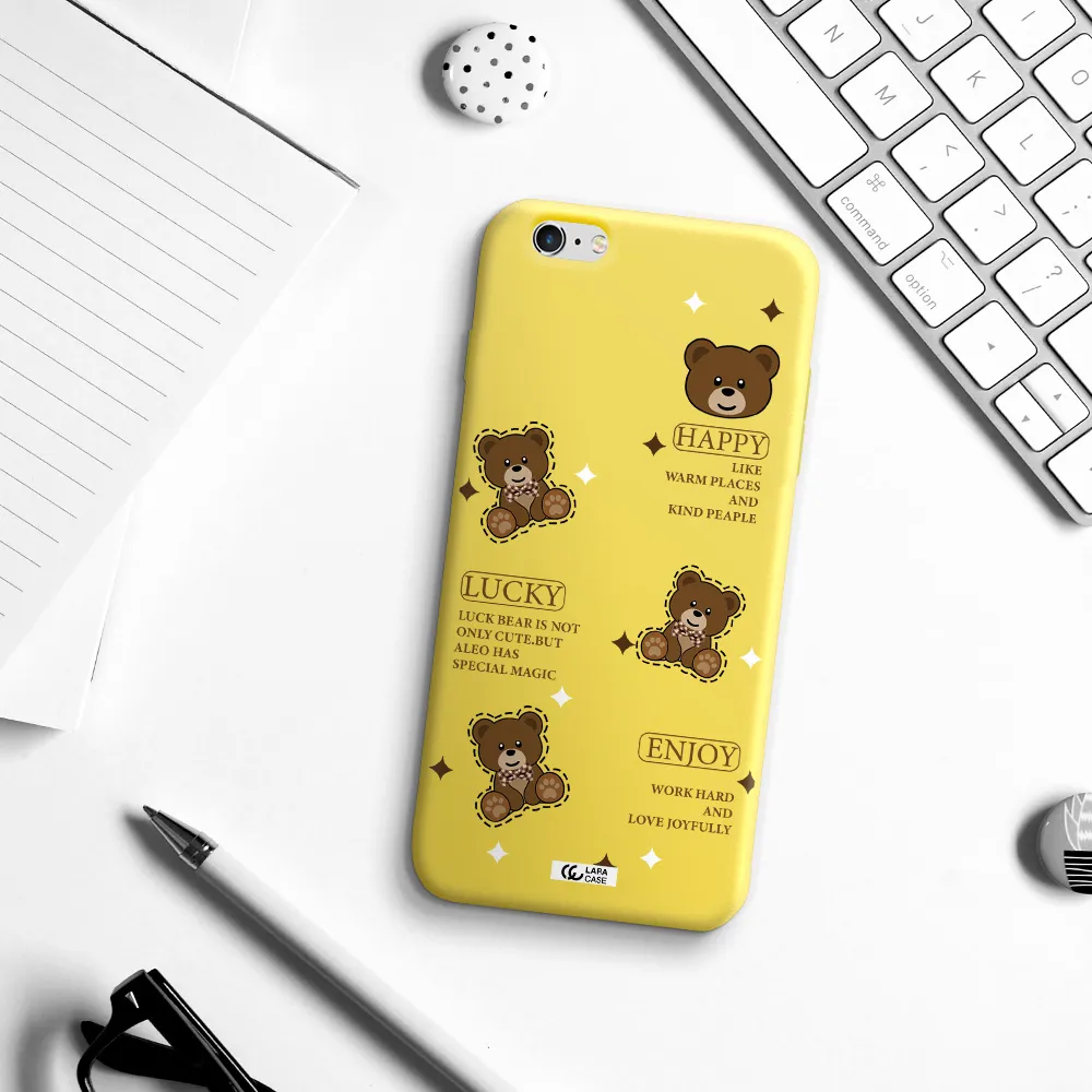 a collection of teddy bears Apple iPhone 6 plus Silicone canary yellow Case