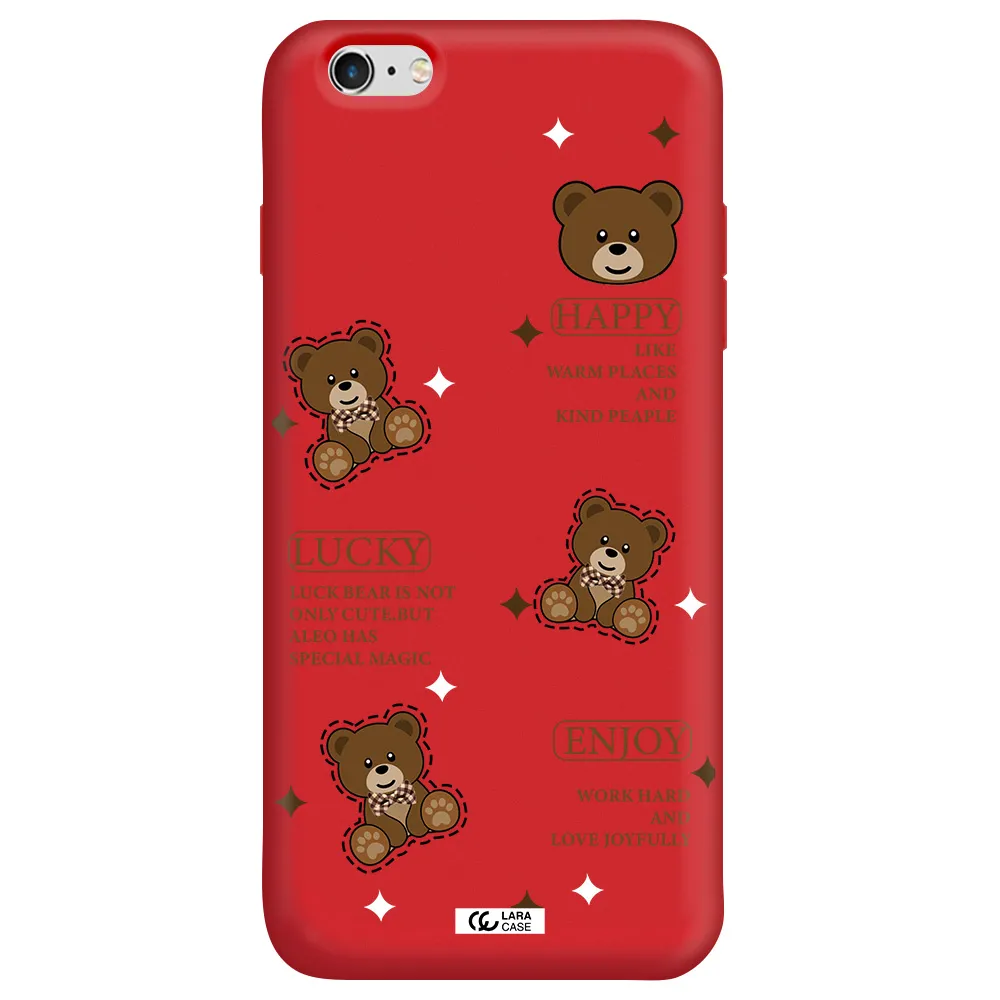 a collection of teddy bears Apple iPhone 6 plus Silicone Imperial Red Case