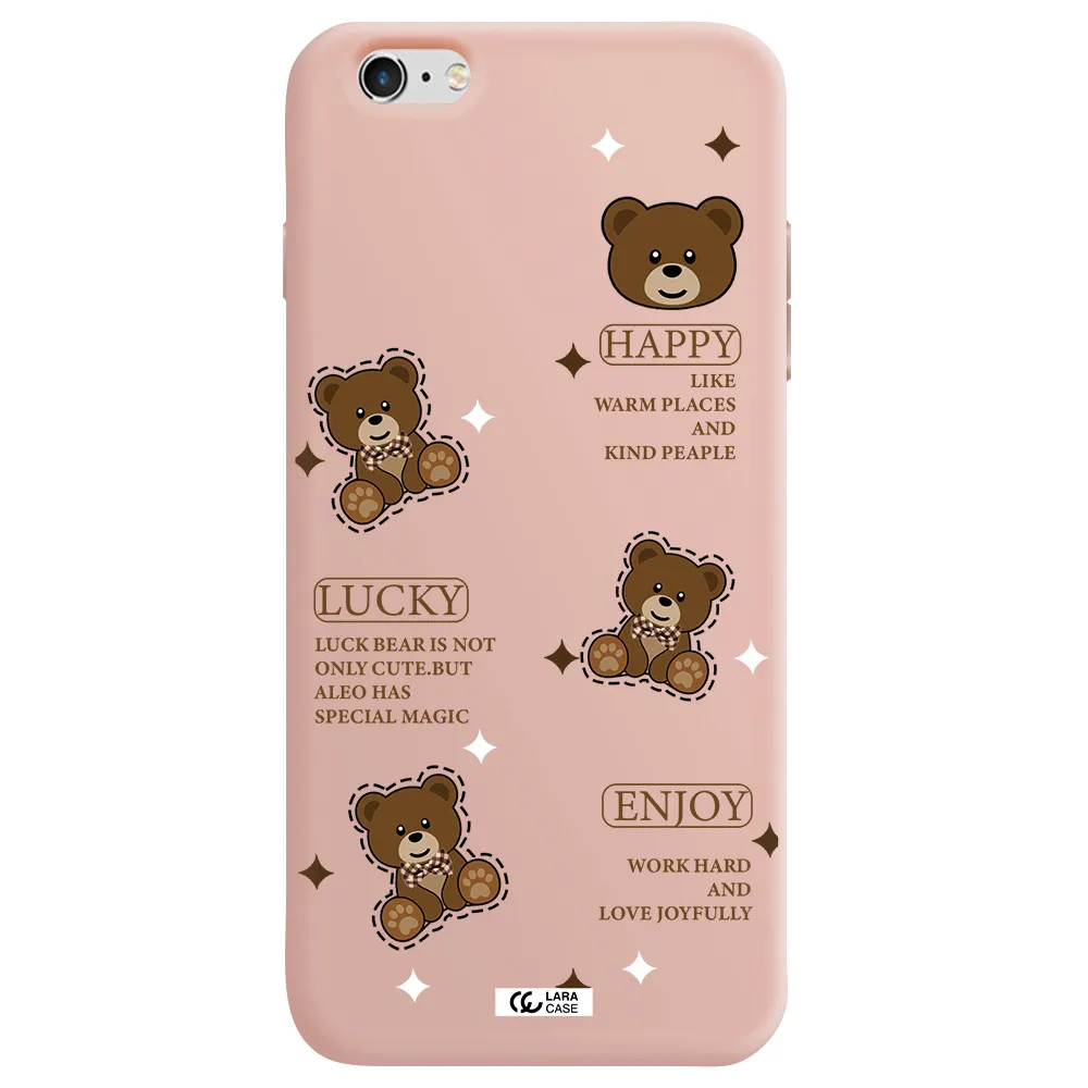 a collection of teddy bears Apple iPhone 6 plus Silicone pastel pink Case