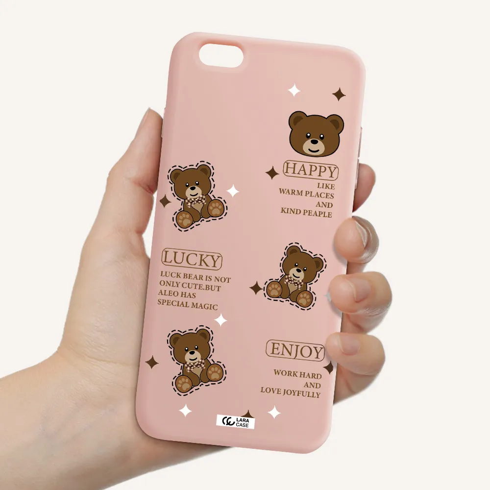 a collection of teddy bears Apple iPhone 6 plus Silicone pastel pink Case