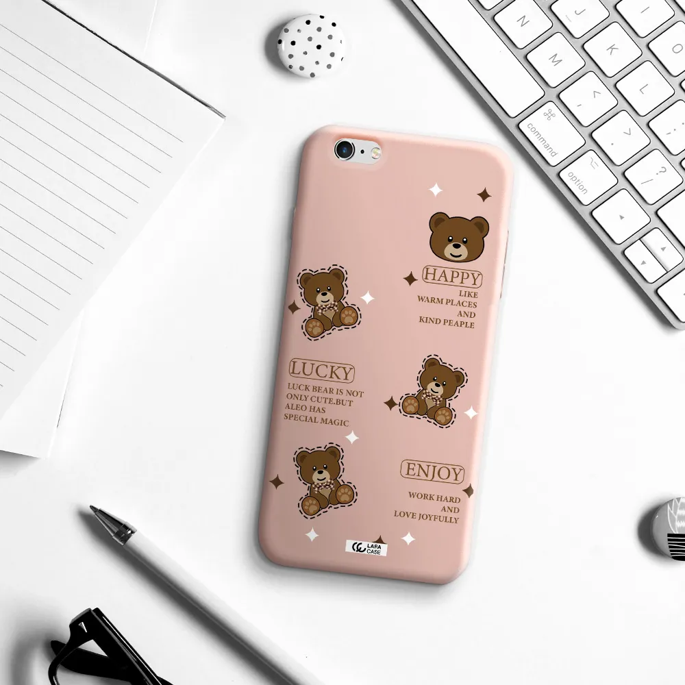 a collection of teddy bears Apple iPhone 6 plus Silicone pastel pink Case