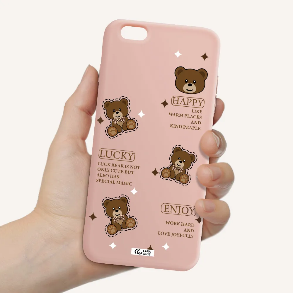 a collection of teddy bears Apple iPhone 6 s plus Silicone pastel pink Case
