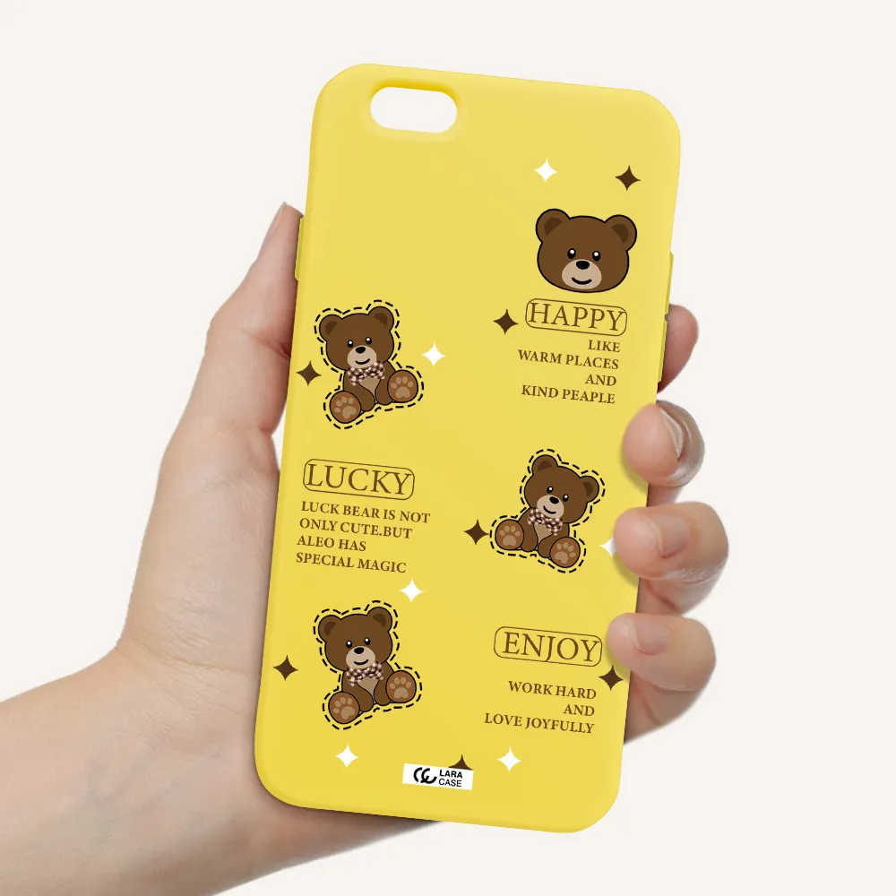 a collection of teddy bears Apple iPhone 6 Silicone canary yellow Case