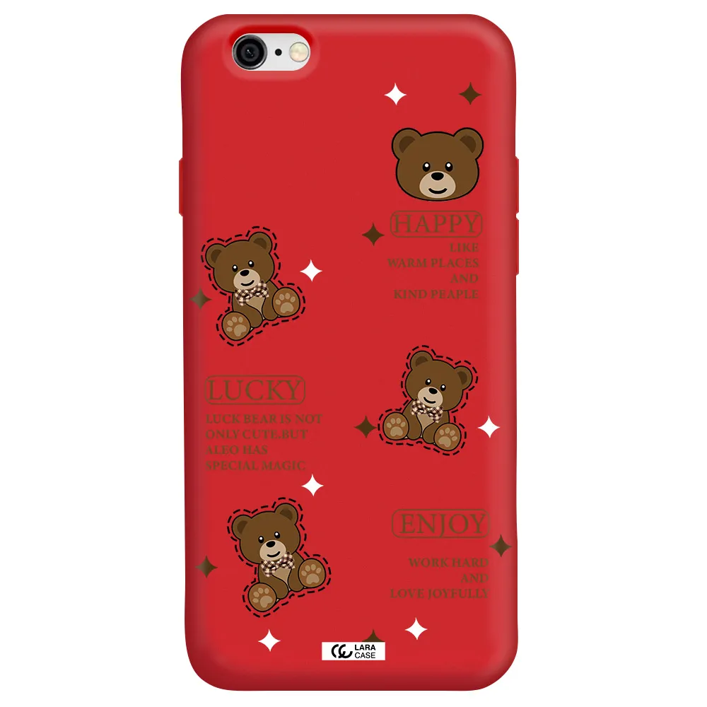 a collection of teddy bears Apple iPhone 6 Silicone Imperial Red Case