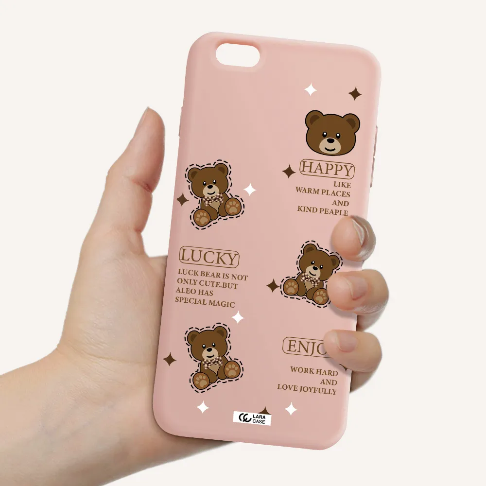 a collection of teddy bears Apple iPhone 6S Silicone pastel pink Case
