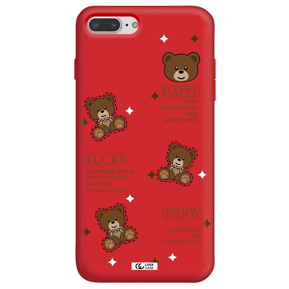 a collection of teddy bears Apple iPhone 7 plus Silicone Imperial Red Case