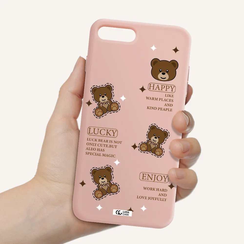 a collection of teddy bears Apple iPhone 7 plus Silicone pastel pink Case