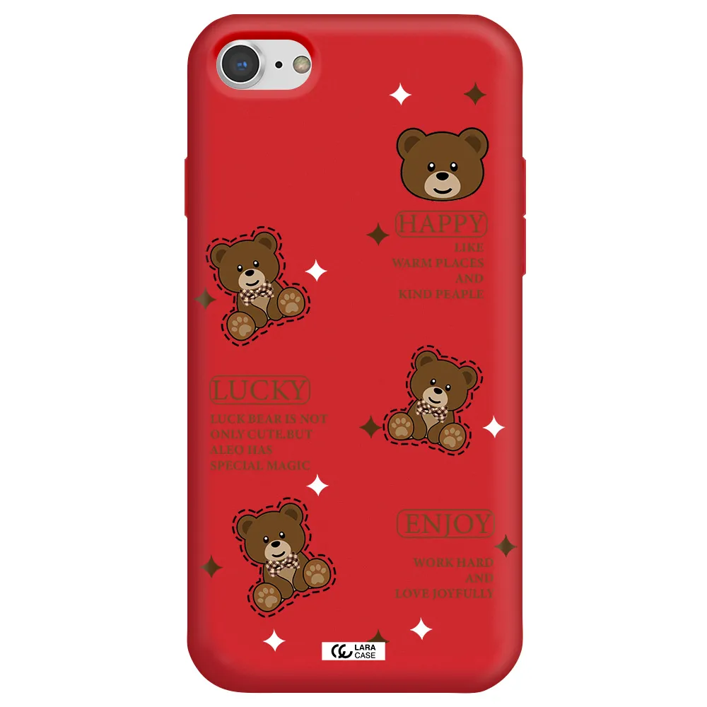 a collection of teddy bears Apple iPhone 7 Silicone Imperial Red Case
