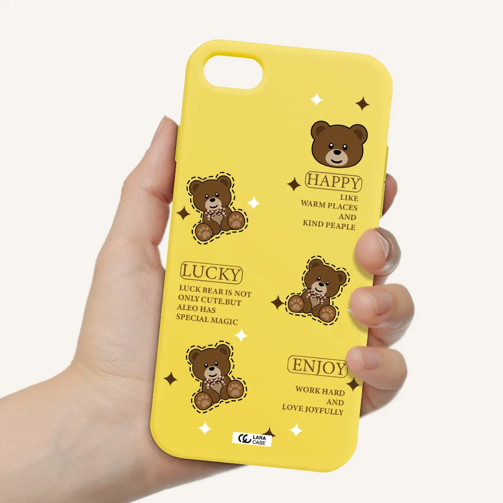 a collection of teddy bears Apple iPhone 8 Silicone canary yellow Case