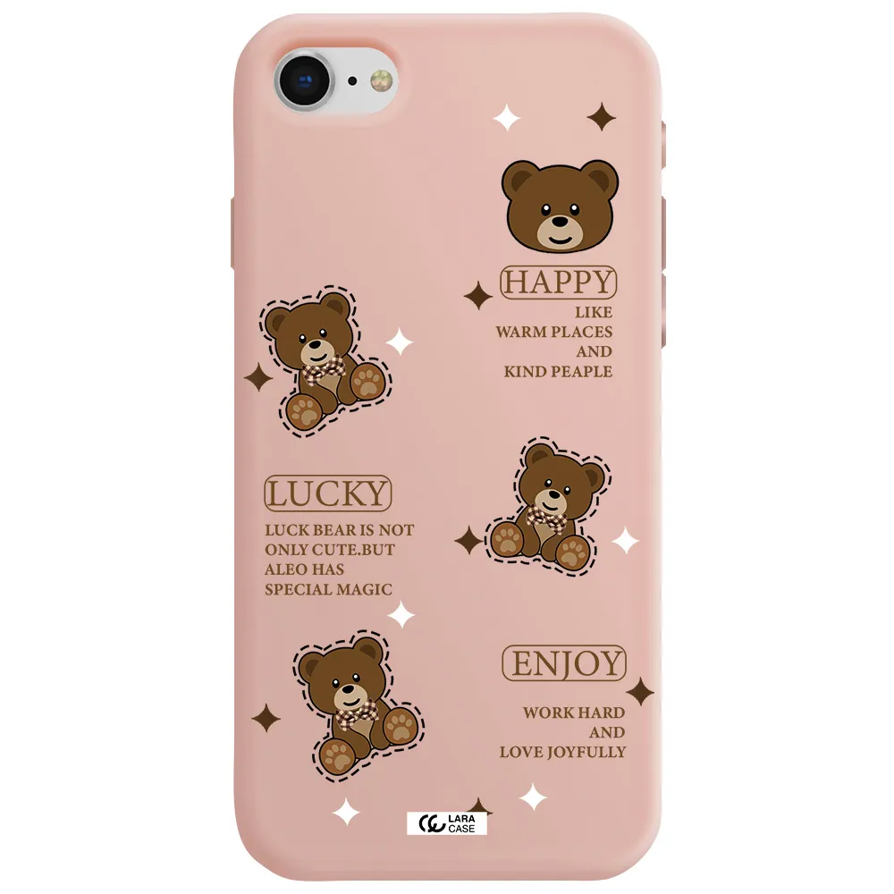 a collection of teddy bears Apple iPhone se 2020 Silicone pastel pink Case