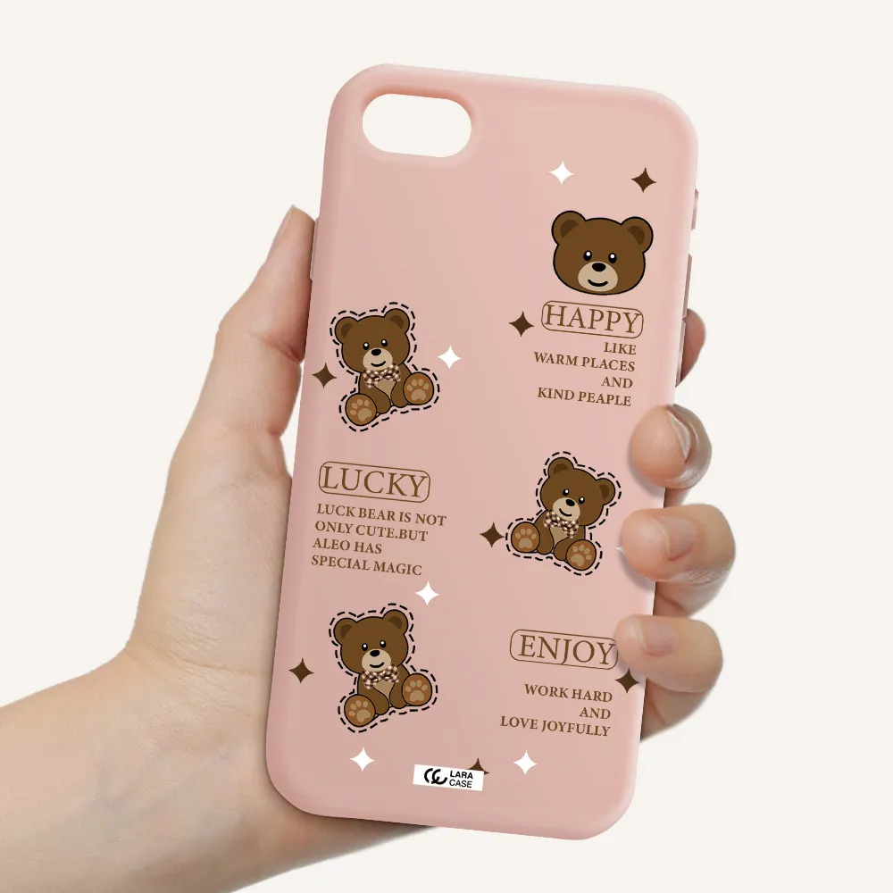 a collection of teddy bears Apple iPhone se 2020 Silicone pastel pink Case