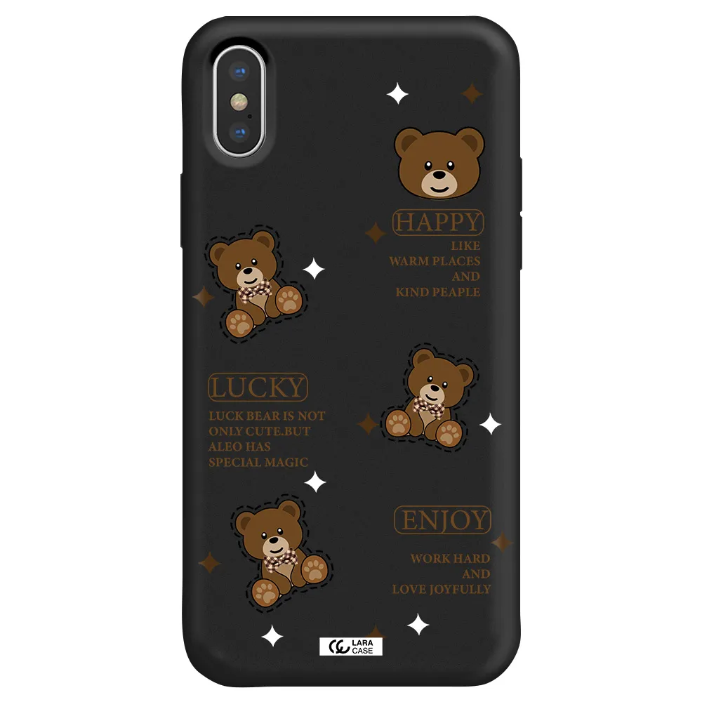 a collection of teddy bears Apple iPhone X Silicone black Case