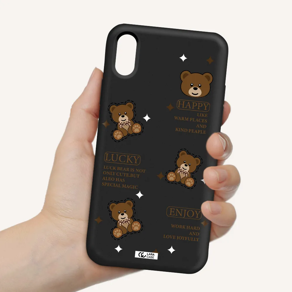 a collection of teddy bears Apple iPhone X Silicone black Case