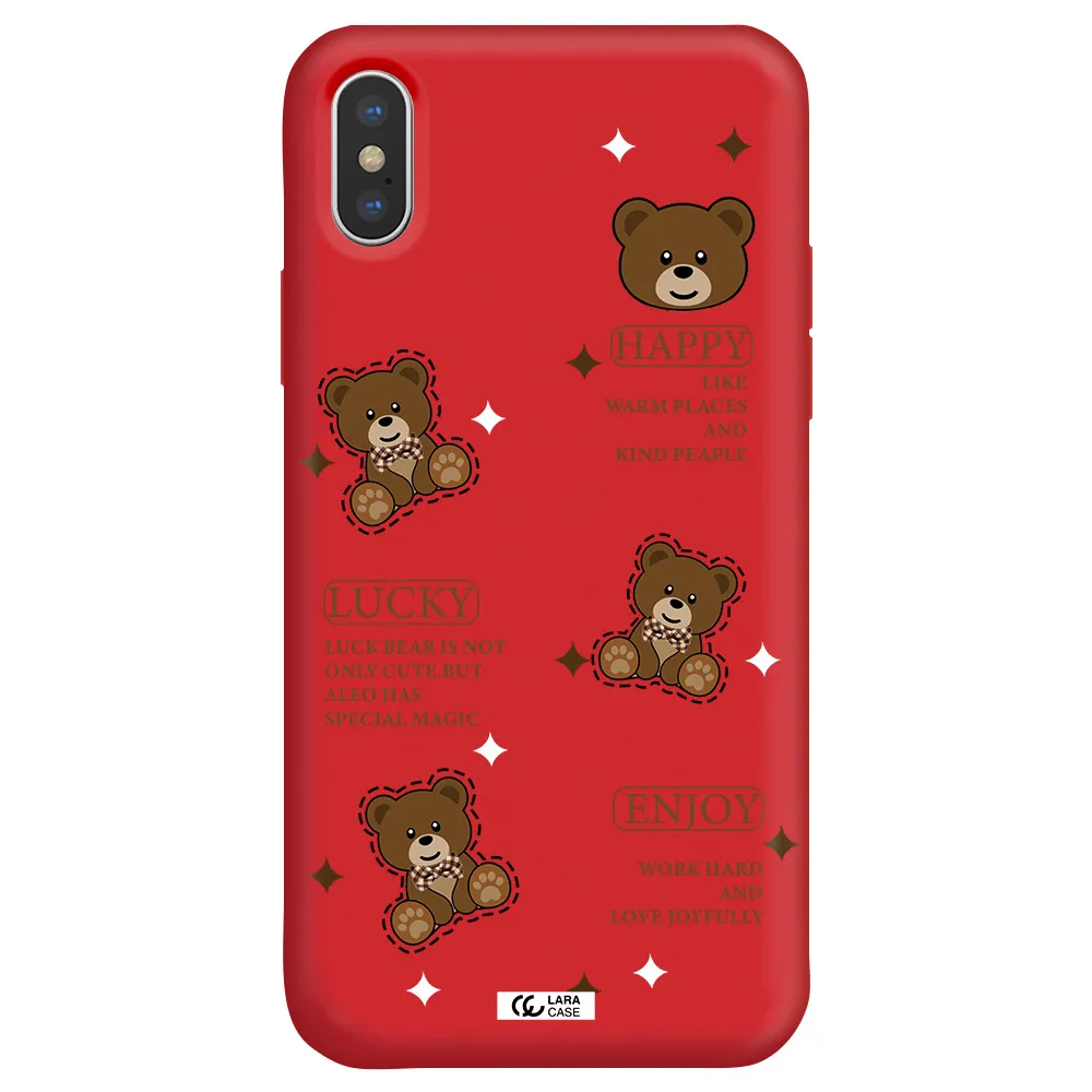 a collection of teddy bears Apple iPhone X Silicone Imperial Red Case