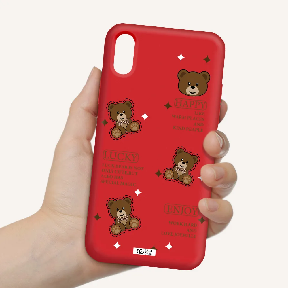 a collection of teddy bears Apple iPhone X Silicone Imperial Red Case