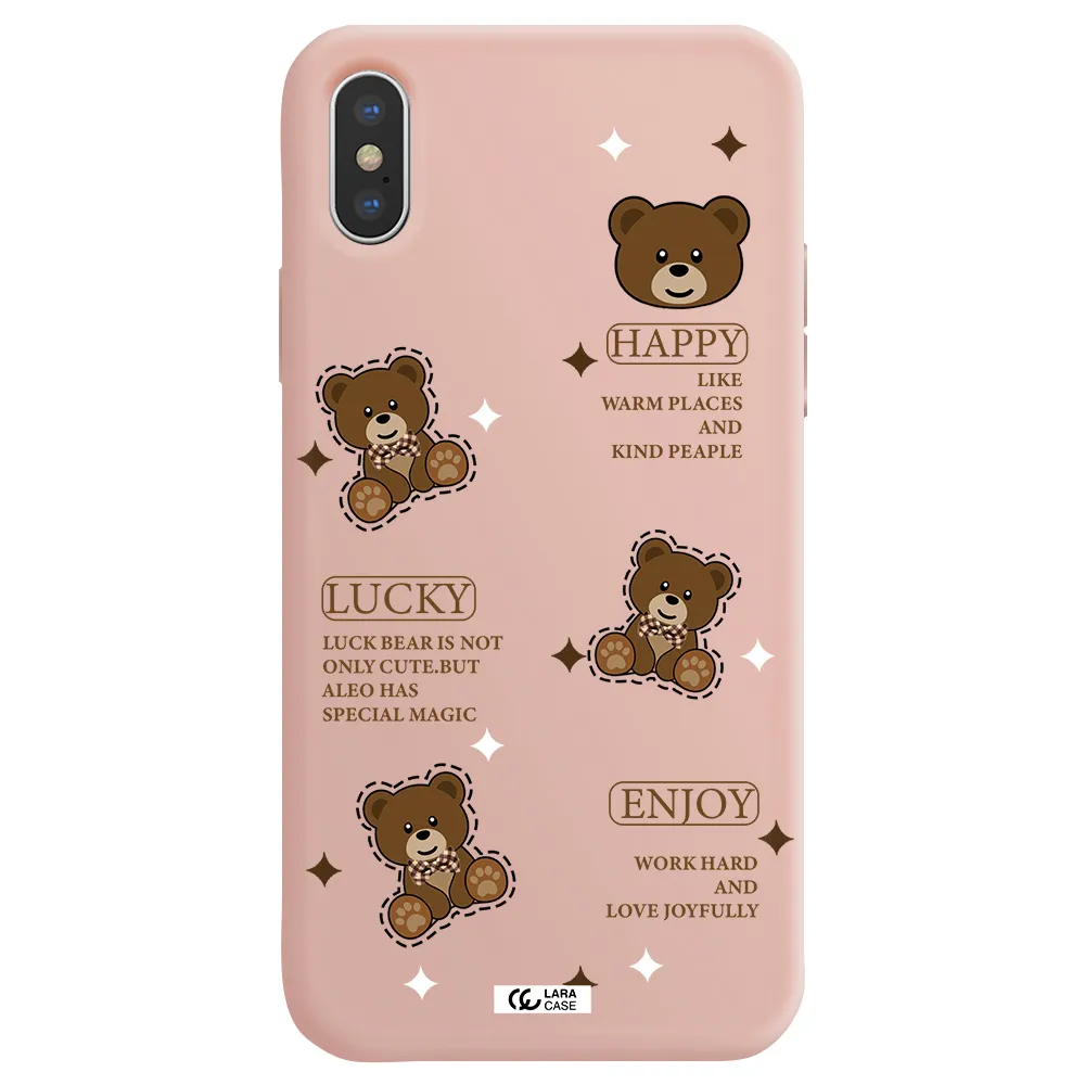 a collection of teddy bears Apple iPhone X Silicone pastel pink Case