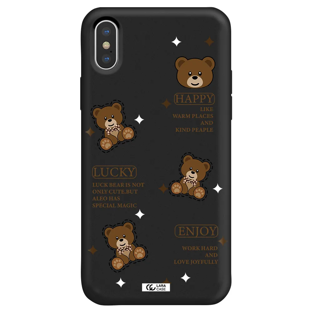 a collection of teddy bears Apple iPhone XS Silicone black Case